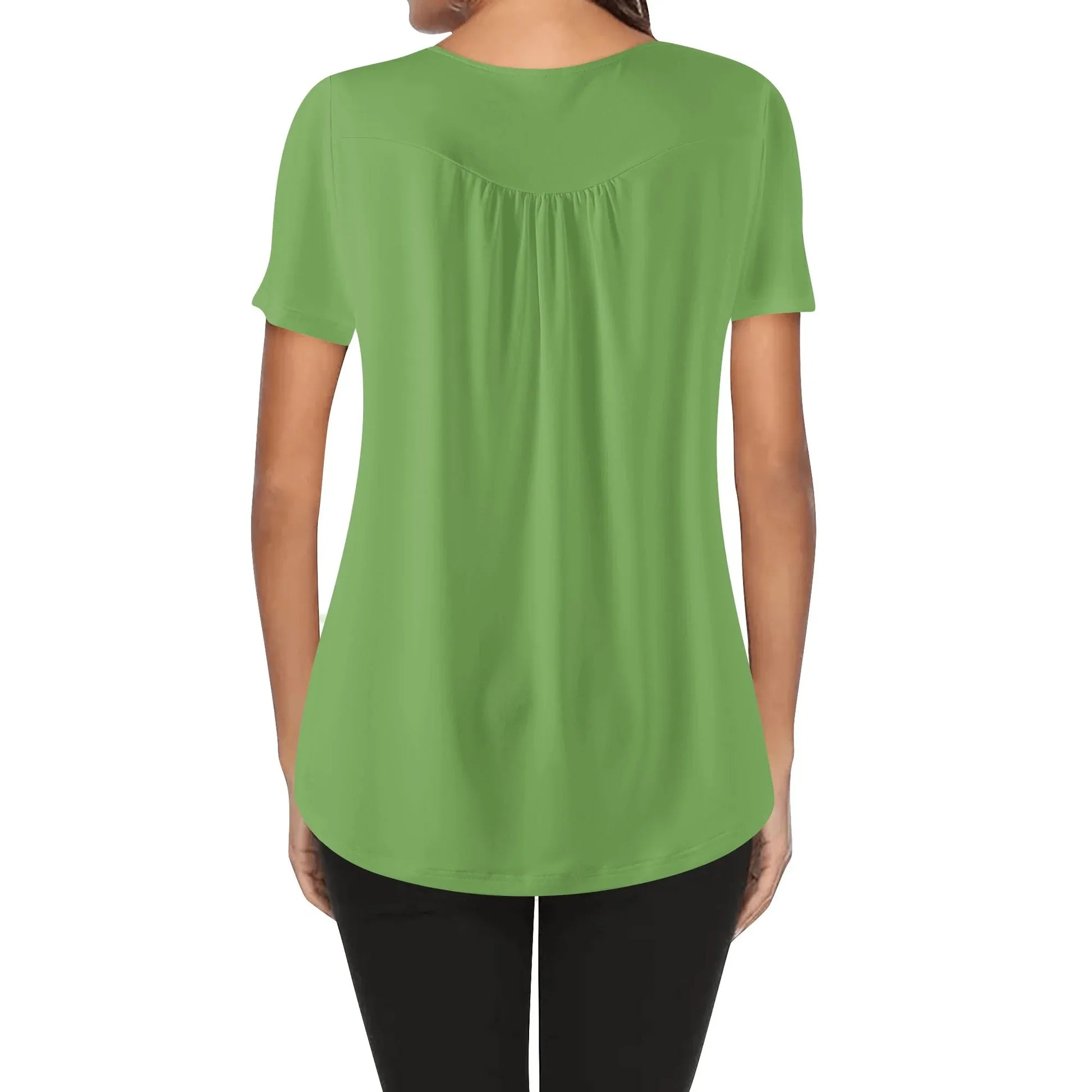 lockere-bluse-mit-u-ausschnitt-und-kurzen-armeln-fur-damen-grun-bluse-jlr-design-86250 - JLR Design