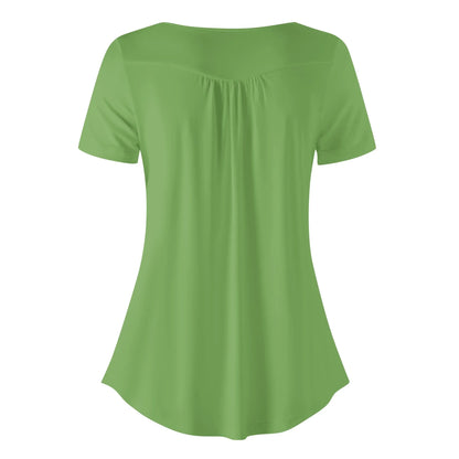 lockere-bluse-mit-u-ausschnitt-und-kurzen-armeln-fur-damen-grun-bluse-jlr-design-77821 - JLR Design