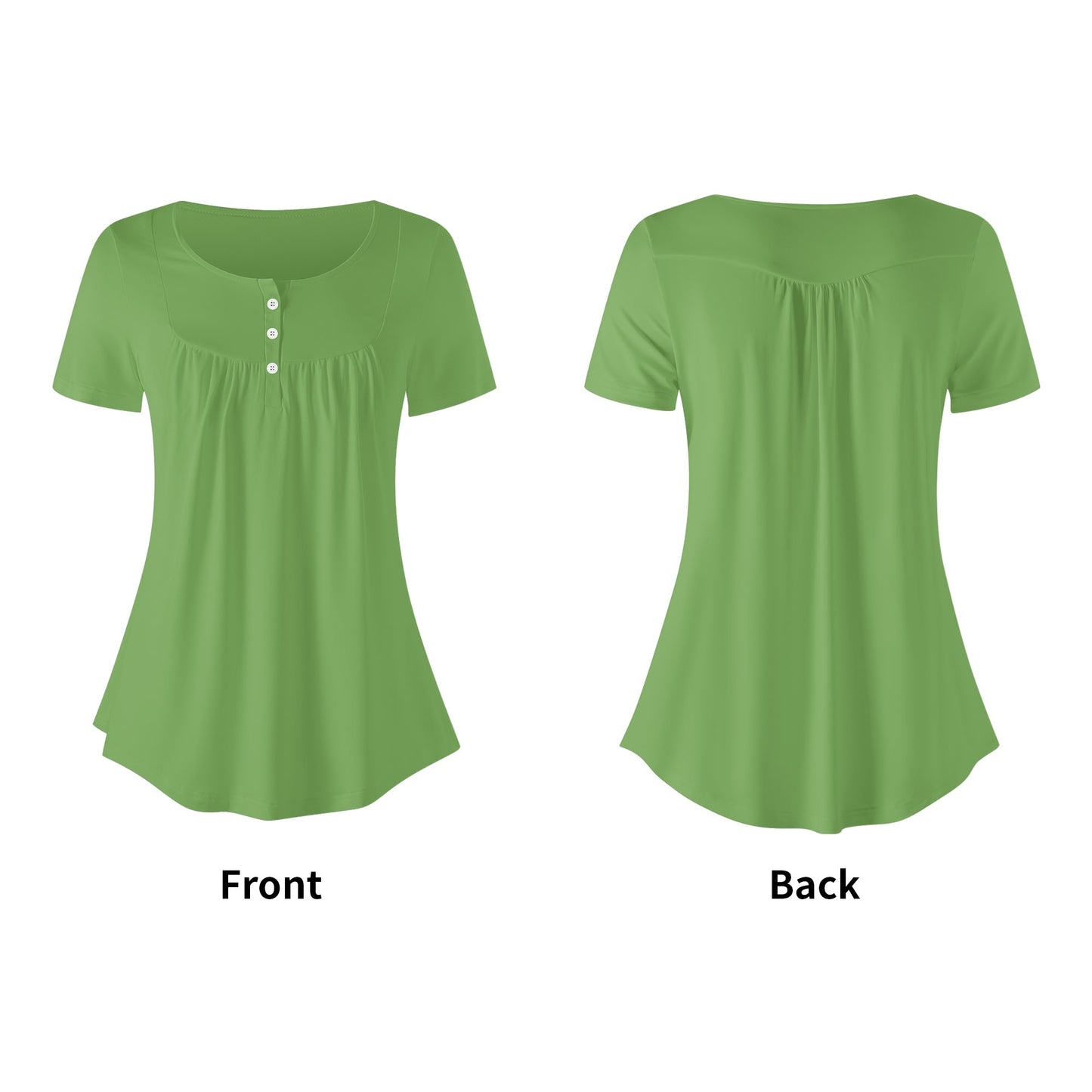 Lockere Bluse mit U-Ausschnitt und kurzen Ärmeln für Damen - Grün Bluse JLR Design