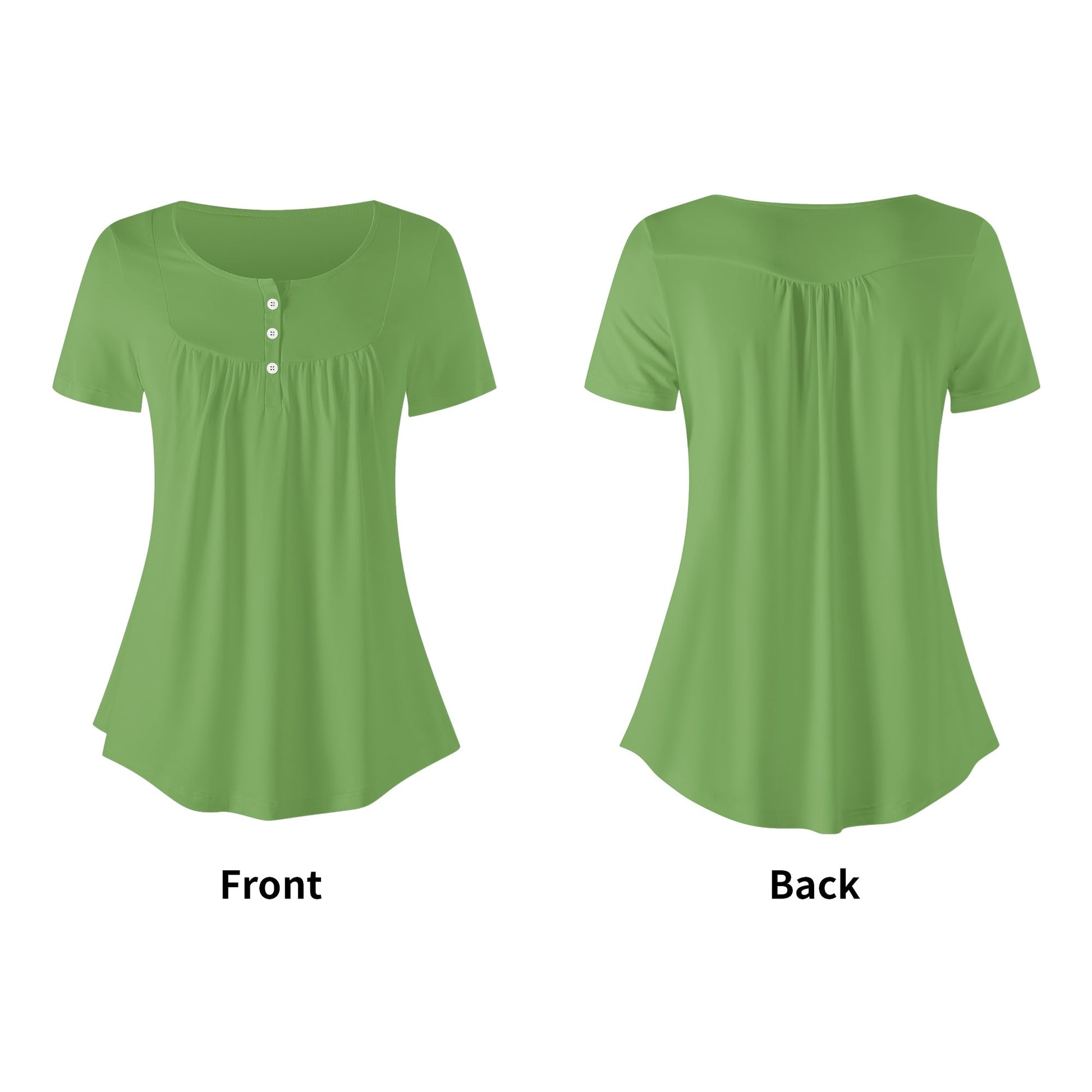 Lockere Bluse mit U-Ausschnitt und kurzen Ärmeln für Damen - Grün Bluse JLR Design