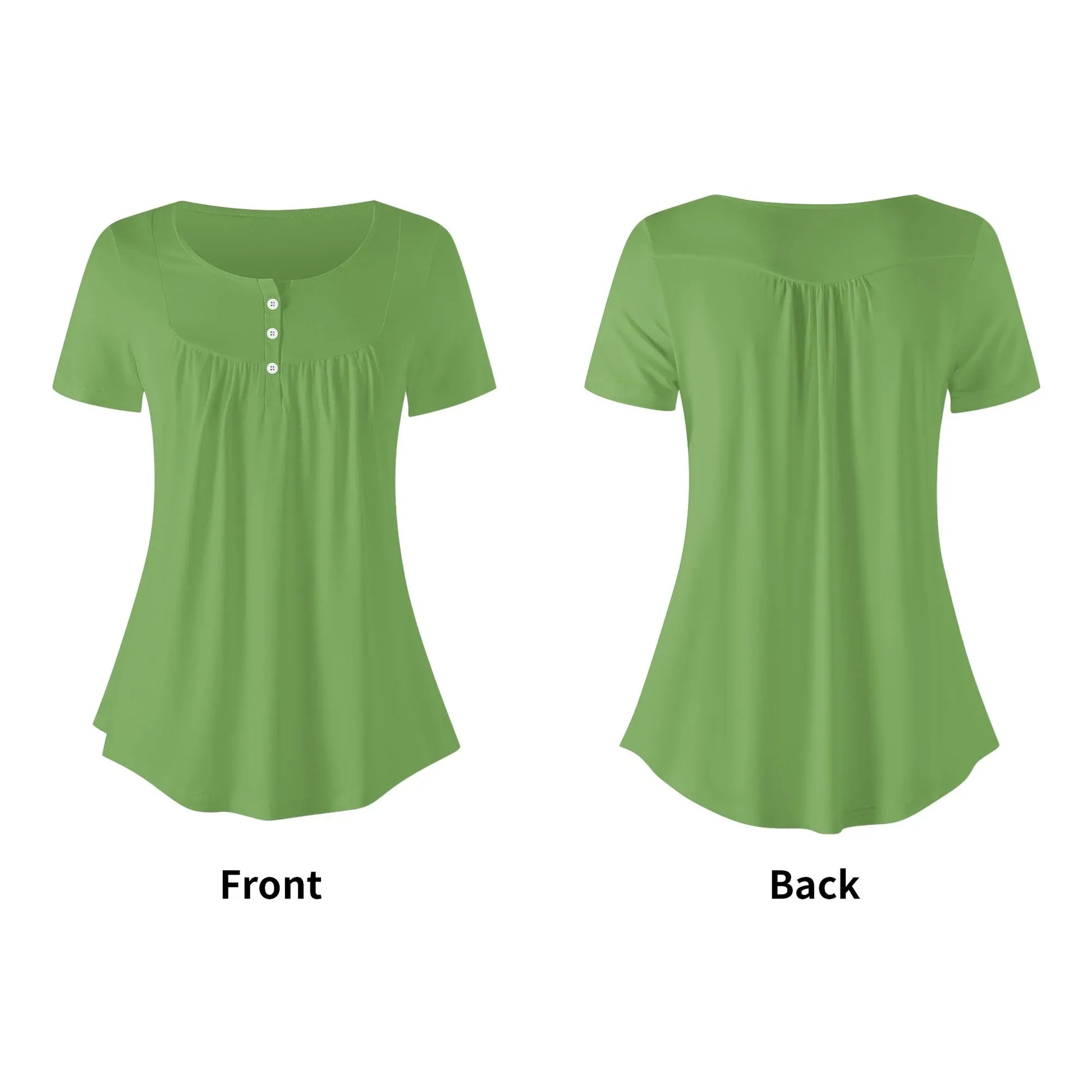 lockere-bluse-mit-u-ausschnitt-und-kurzen-armeln-fur-damen-grun-bluse-jlr-design-43492 - JLR Design
