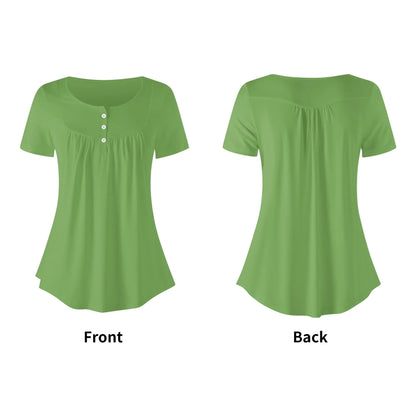 lockere-bluse-mit-u-ausschnitt-und-kurzen-armeln-fur-damen-grun-bluse-jlr-design-43492 - JLR Design