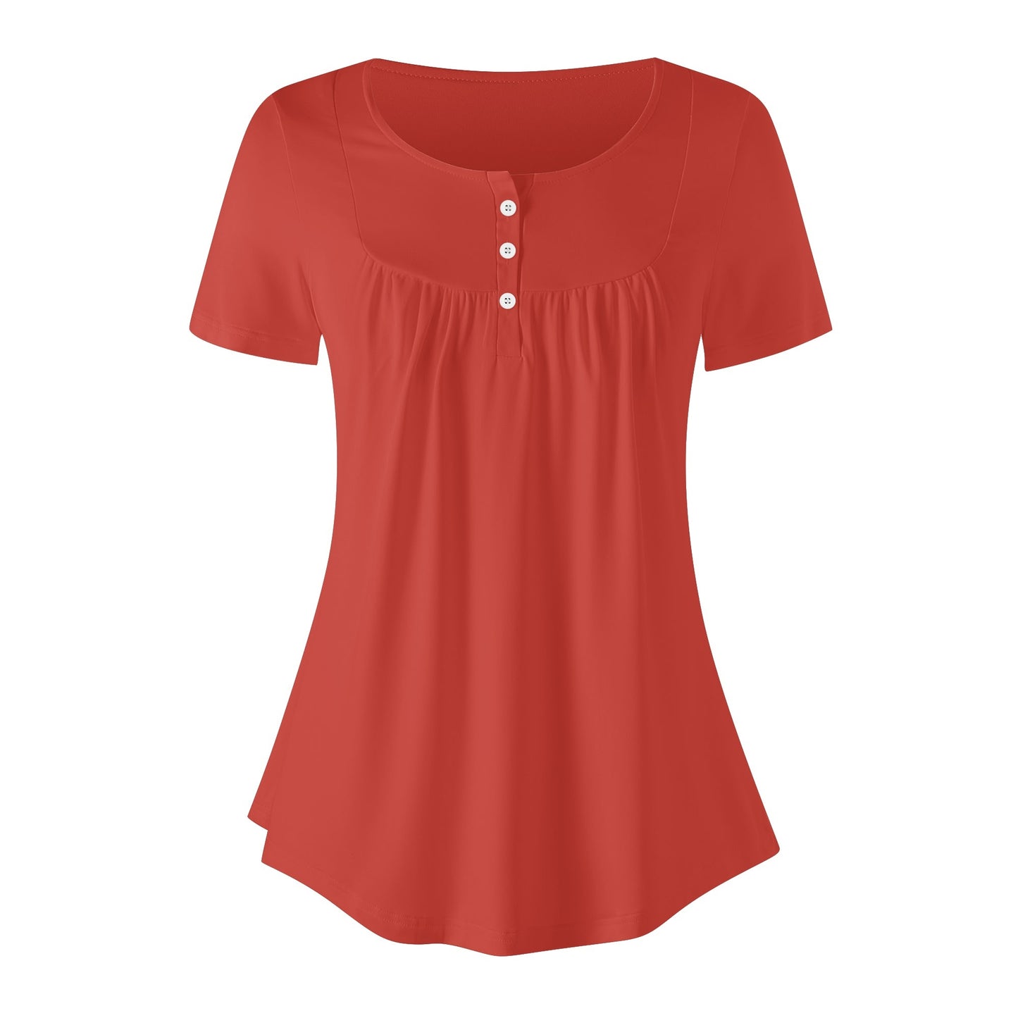 Lockere Bluse mit U-Ausschnitt und kurzen Ärmeln für Damen - Harley Davidson Red Bluse JLR Design