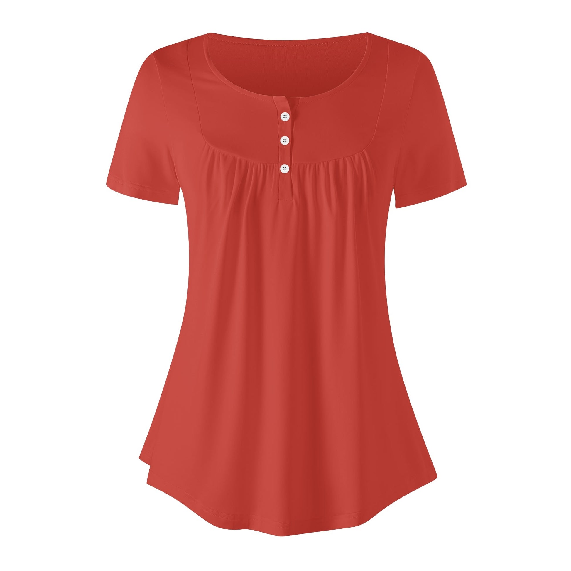 Lockere Bluse mit U-Ausschnitt und kurzen Ärmeln für Damen - Harley Davidson Red Bluse JLR Design