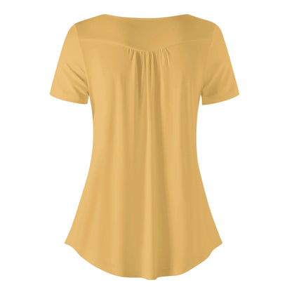 lockere-bluse-mit-u-ausschnitt-und-kurzen-armeln-fur-damen-harvest-gold-bluse-jlr-design-18875 - JLR Design