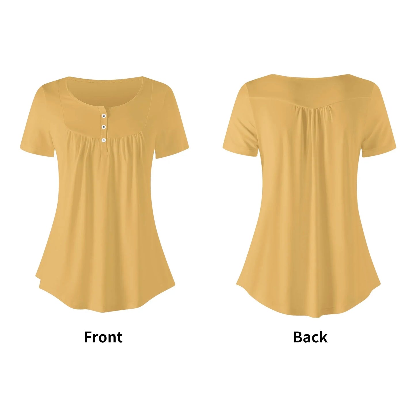 lockere-bluse-mit-u-ausschnitt-und-kurzen-armeln-fur-damen-harvest-gold-bluse-jlr-design-64964 - JLR Design
