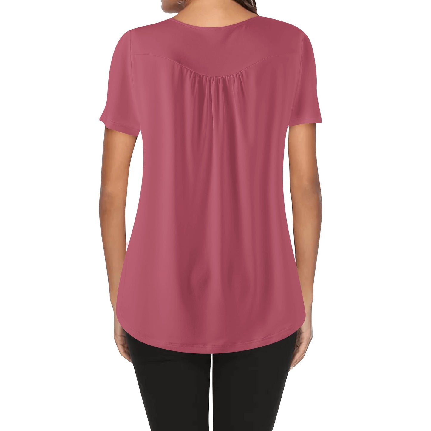 Lockere Bluse mit U-Ausschnitt und kurzen Ärmeln für Damen - Hippie Pink Bluse JLR Design