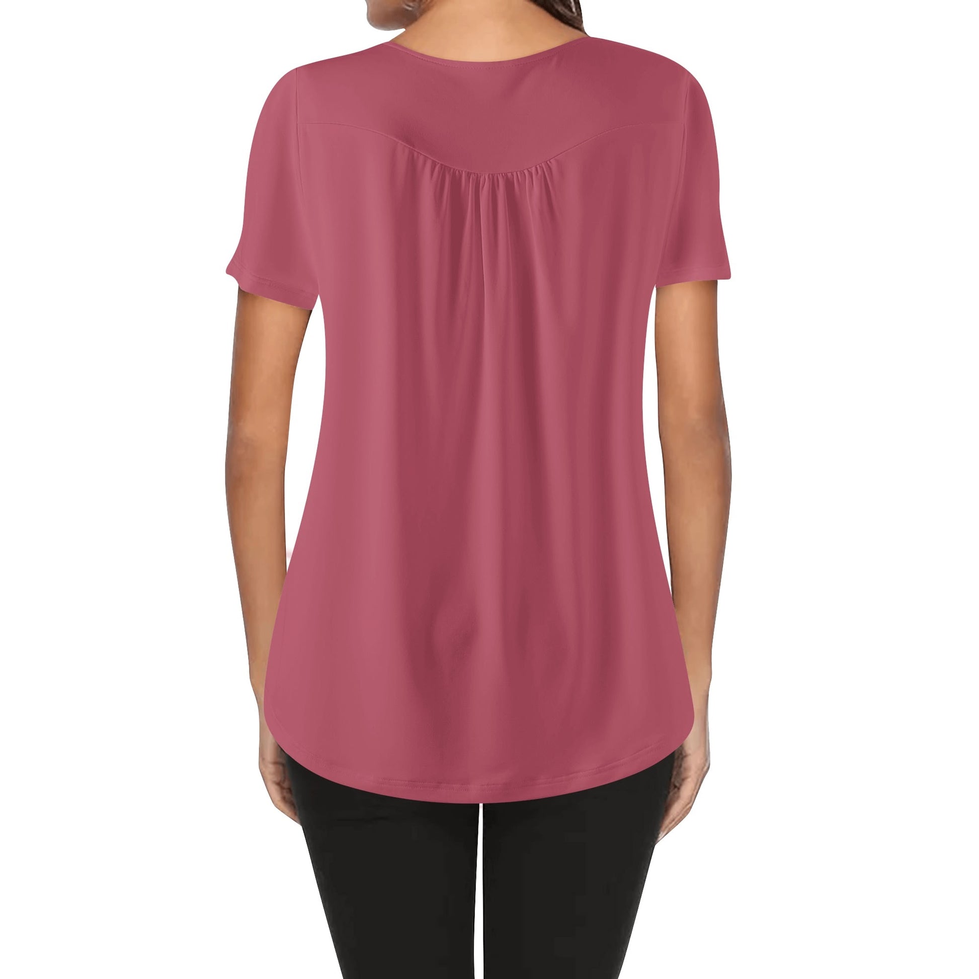 Lockere Bluse mit U-Ausschnitt und kurzen Ärmeln für Damen - Hippie Pink Bluse JLR Design