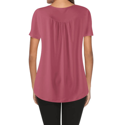 lockere-bluse-mit-u-ausschnitt-und-kurzen-armeln-fur-damen-hippie-pink-bluse-jlr-design-19768 - JLR Design