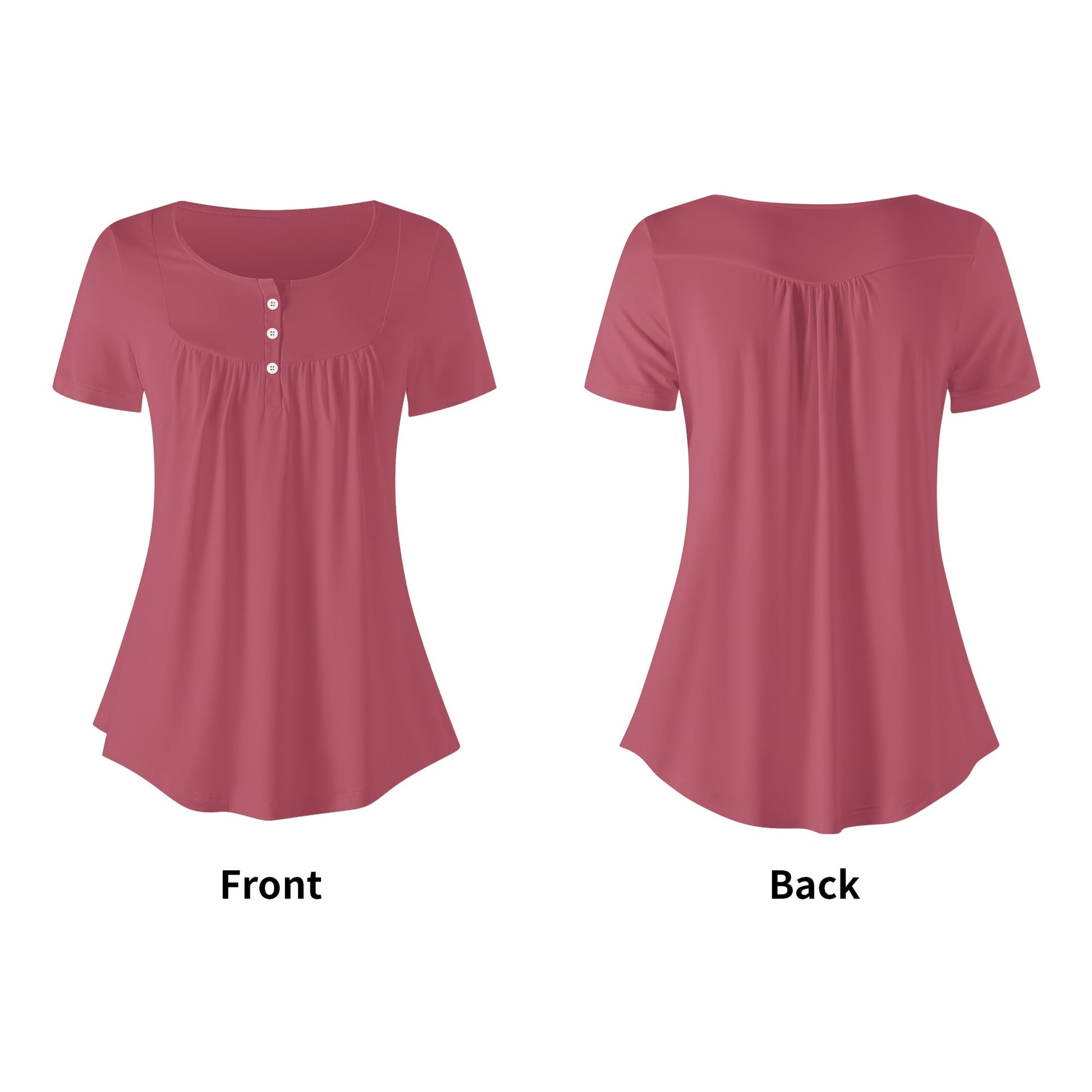 Lockere Bluse mit U-Ausschnitt und kurzen Ärmeln für Damen - Hippie Pink Bluse JLR Design