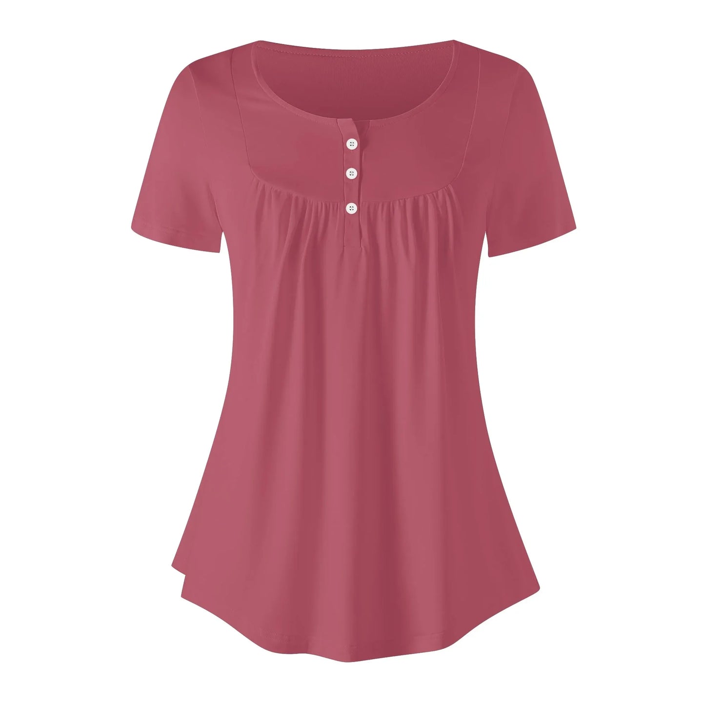 lockere-bluse-mit-u-ausschnitt-und-kurzen-armeln-fur-damen-hippie-pink-bluse-jlr-design-68599 - JLR Design