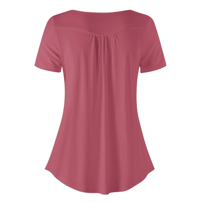 lockere-bluse-mit-u-ausschnitt-und-kurzen-armeln-fur-damen-hippie-pink-bluse-jlr-design-54491 - JLR Design