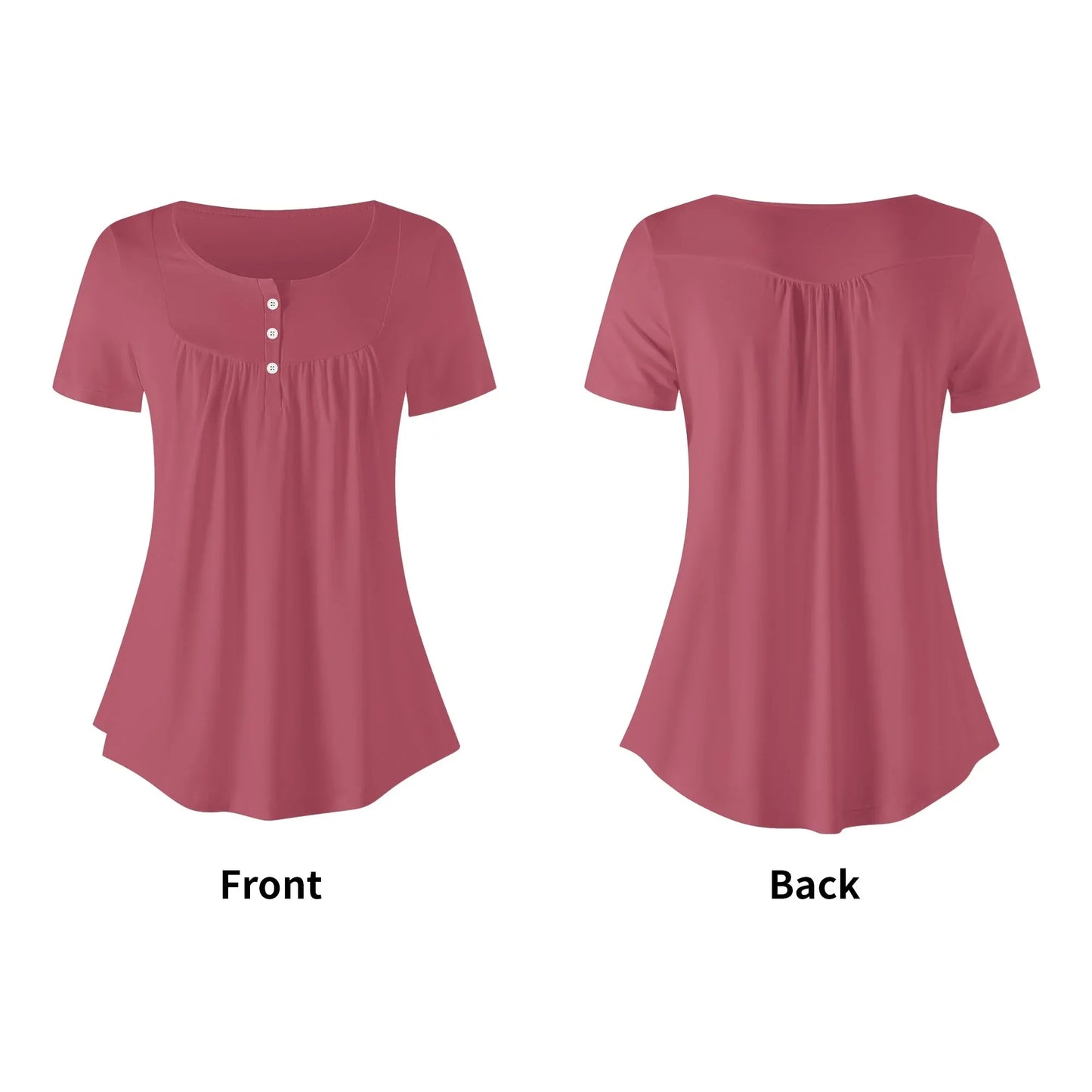 lockere-bluse-mit-u-ausschnitt-und-kurzen-armeln-fur-damen-hippie-pink-bluse-jlr-design-20015 - JLR Design