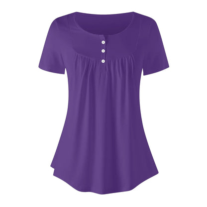 lockere-bluse-mit-u-ausschnitt-und-kurzen-armeln-fur-damen-indigo-bluse-jlr-design-65908 - JLR Design