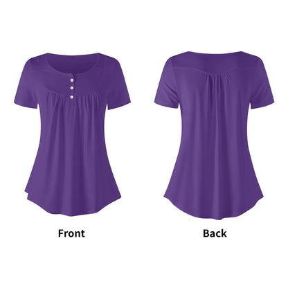 lockere-bluse-mit-u-ausschnitt-und-kurzen-armeln-fur-damen-indigo-bluse-jlr-design-33766 - JLR Design