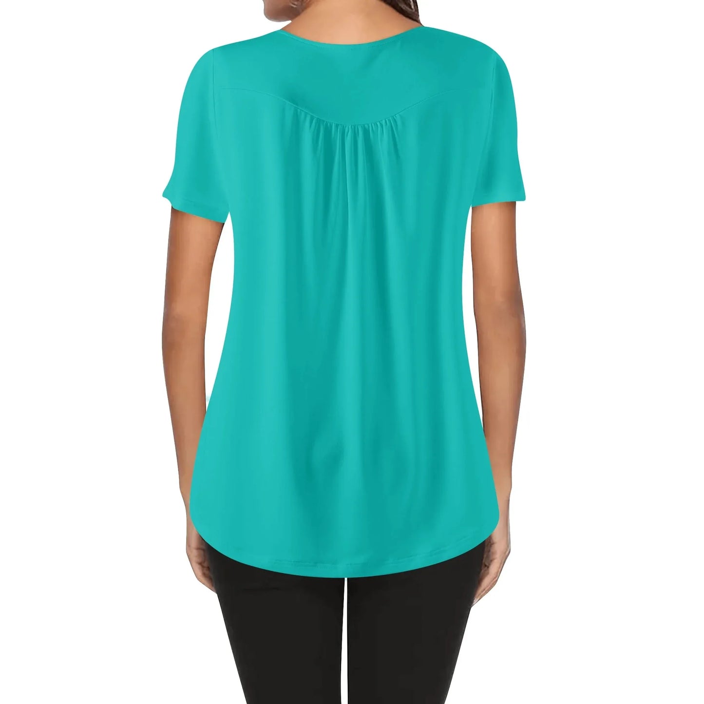 lockere-bluse-mit-u-ausschnitt-und-kurzen-armeln-fur-damen-iris-blue-bluse-jlr-design-39951 - JLR Design