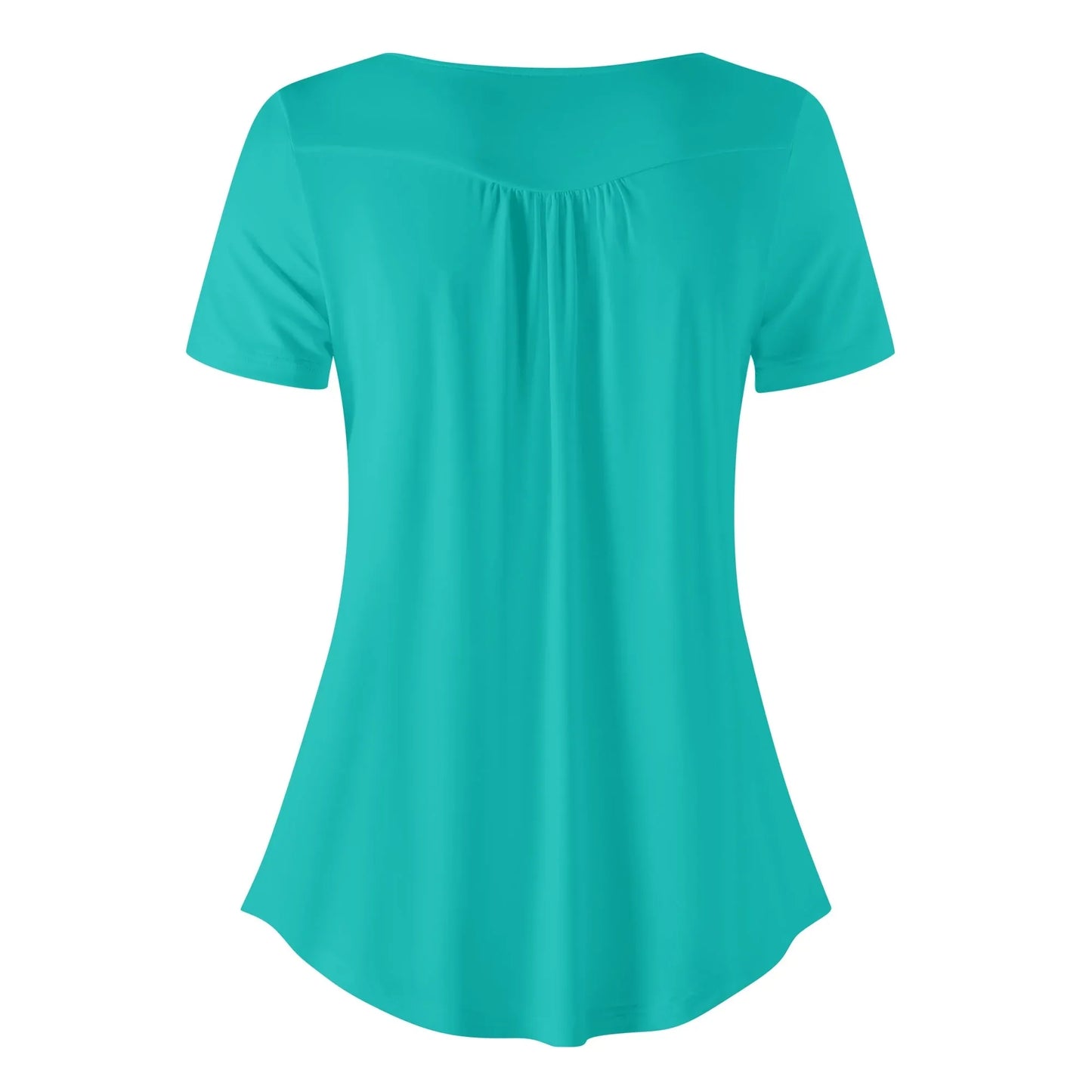 lockere-bluse-mit-u-ausschnitt-und-kurzen-armeln-fur-damen-iris-blue-bluse-jlr-design-23026 - JLR Design