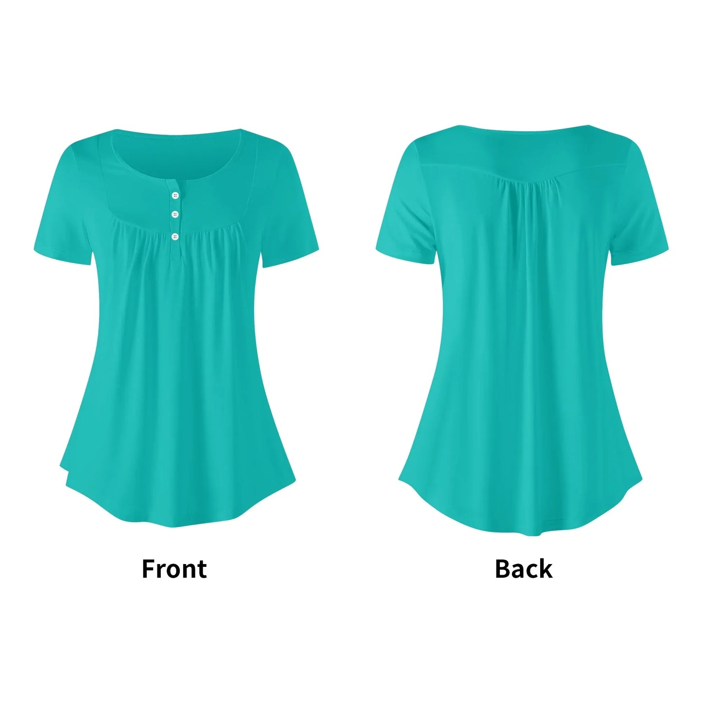 lockere-bluse-mit-u-ausschnitt-und-kurzen-armeln-fur-damen-iris-blue-bluse-jlr-design-71821 - JLR Design