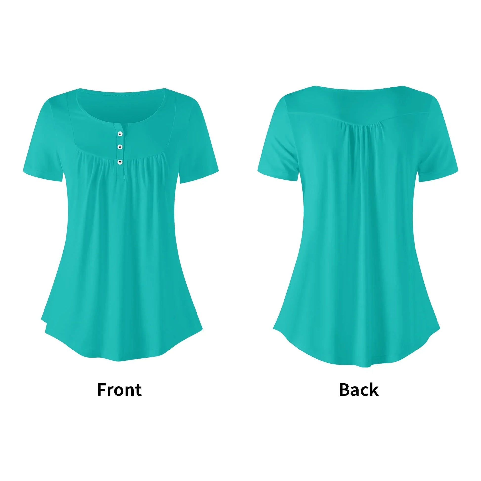 lockere-bluse-mit-u-ausschnitt-und-kurzen-armeln-fur-damen-iris-blue-bluse-jlr-design-71821 - JLR Design