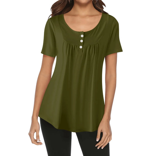 lockere-bluse-mit-u-ausschnitt-und-kurzen-armeln-fur-damen-karaka-bluse-jlr-design-64405 - JLR Design
