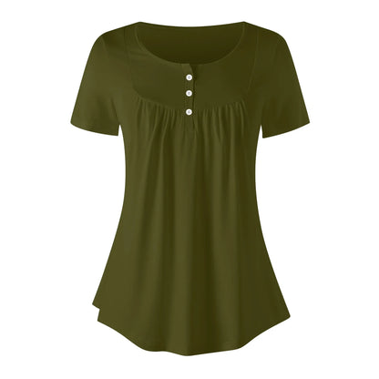lockere-bluse-mit-u-ausschnitt-und-kurzen-armeln-fur-damen-karaka-bluse-jlr-design-46847 - JLR Design