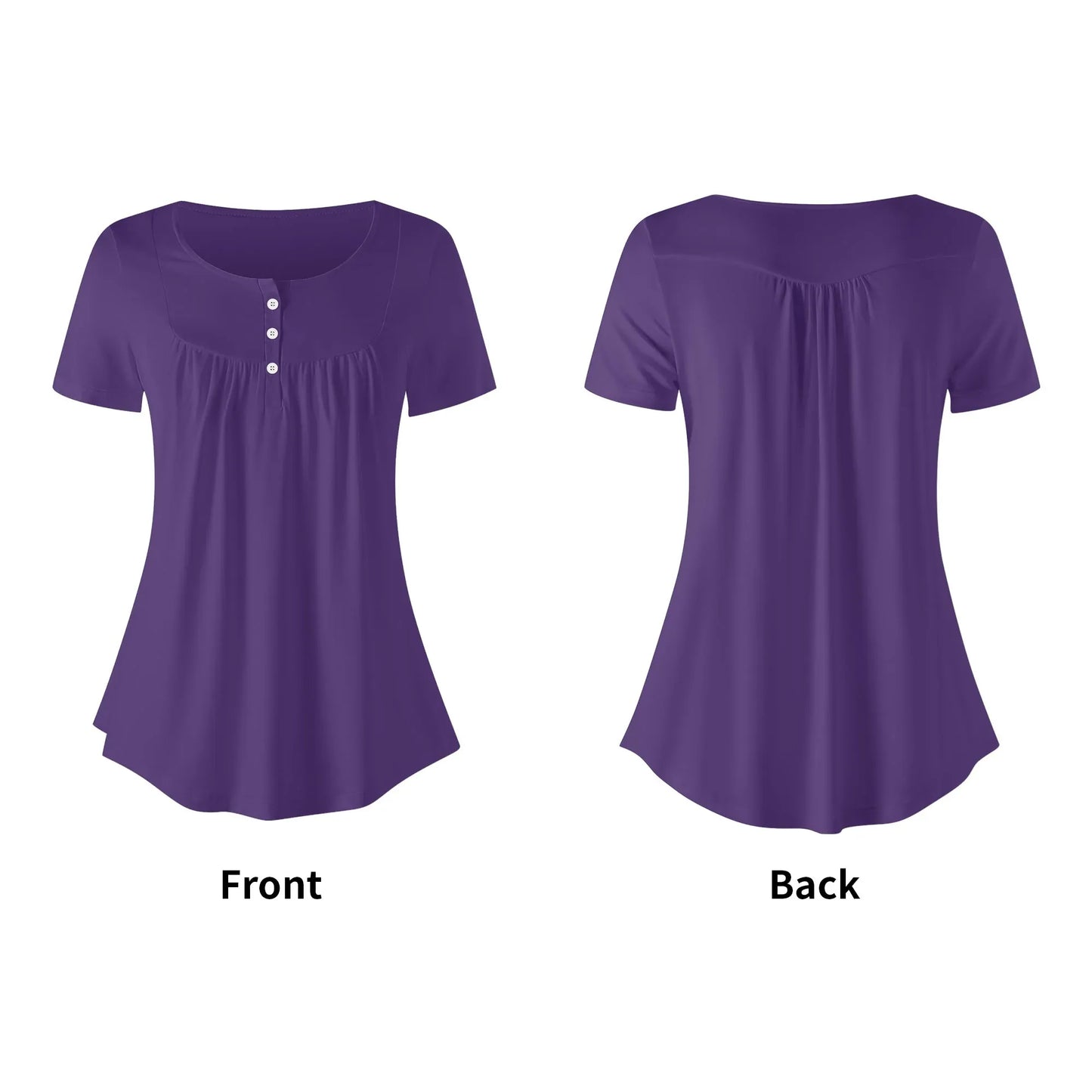 lockere-bluse-mit-u-ausschnitt-und-kurzen-armeln-fur-damen-lila-bluse-jlr-design-10935 - JLR Design