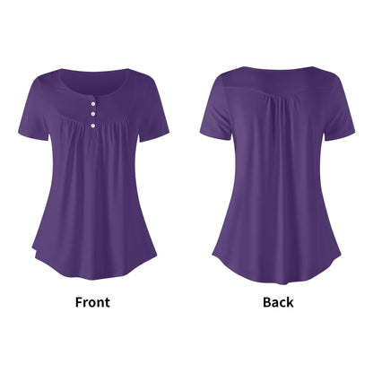 lockere-bluse-mit-u-ausschnitt-und-kurzen-armeln-fur-damen-lila-bluse-jlr-design-10935 - JLR Design