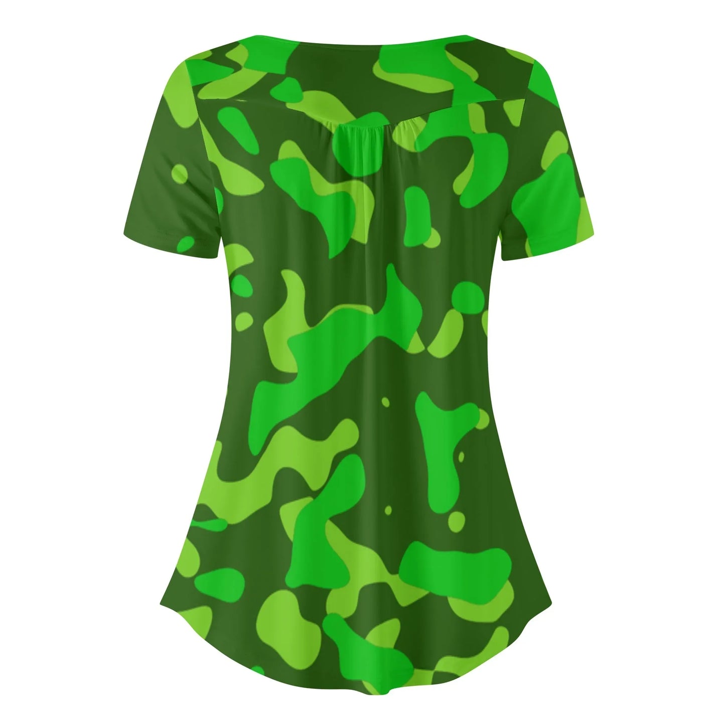 lockere-bluse-mit-u-ausschnitt-und-kurzen-armeln-fur-damen-lime-green-camouflage-bluse-jlr-design-61748 - JLR Design