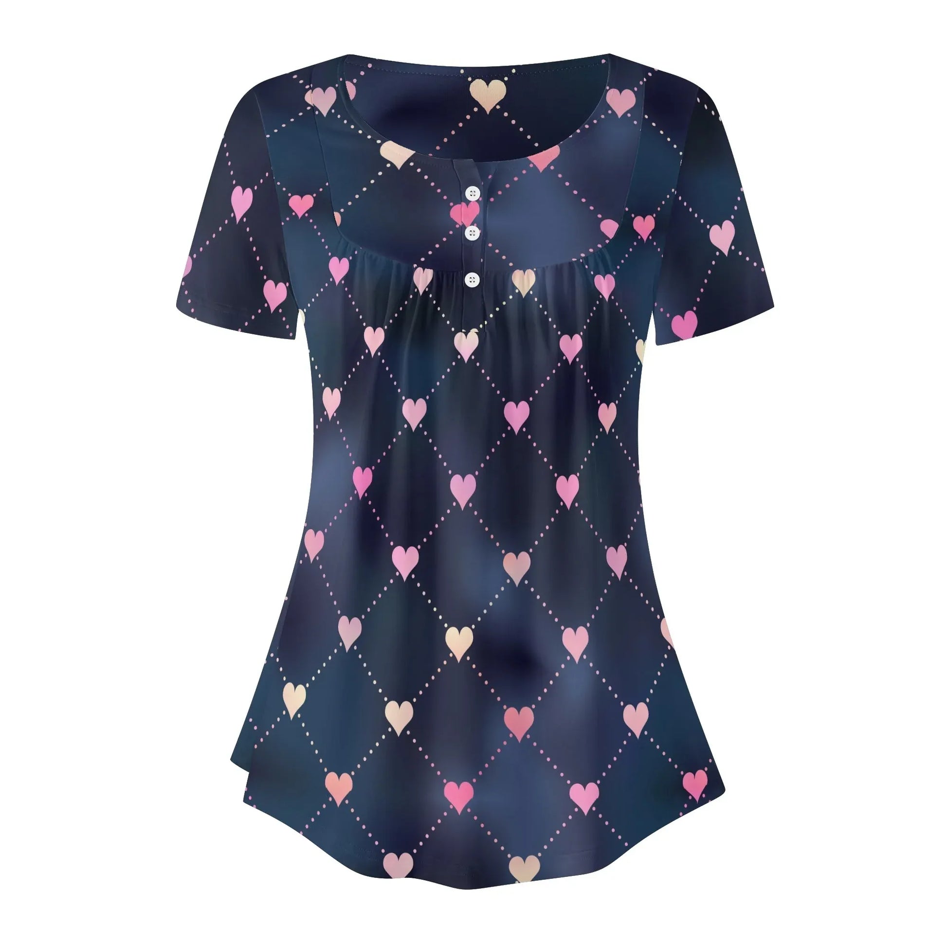 lockere-bluse-mit-u-ausschnitt-und-kurzen-armeln-fur-damen-line-hearts-bluse-jlr-design-76397 - JLR Design