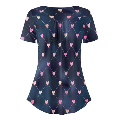 lockere-bluse-mit-u-ausschnitt-und-kurzen-armeln-fur-damen-line-hearts-bluse-jlr-design-18988 - JLR Design