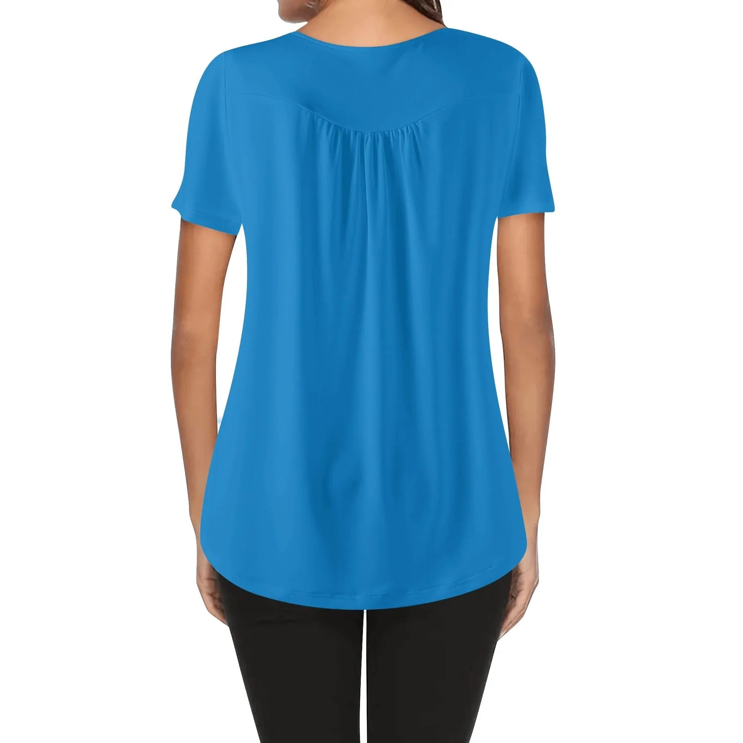 lockere-bluse-mit-u-ausschnitt-und-kurzen-armeln-fur-damen-navy-blue-bluse-jlr-design-89445 - JLR Design