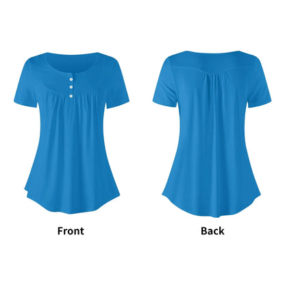 lockere-bluse-mit-u-ausschnitt-und-kurzen-armeln-fur-damen-navy-blue-bluse-jlr-design-43457 - JLR Design
