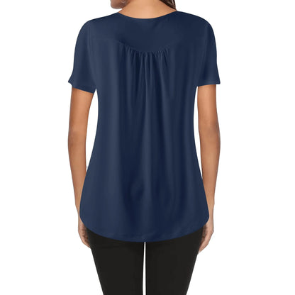 lockere-bluse-mit-u-ausschnitt-und-kurzen-armeln-fur-damen-navy-bluse-jlr-design-13990 - JLR Design