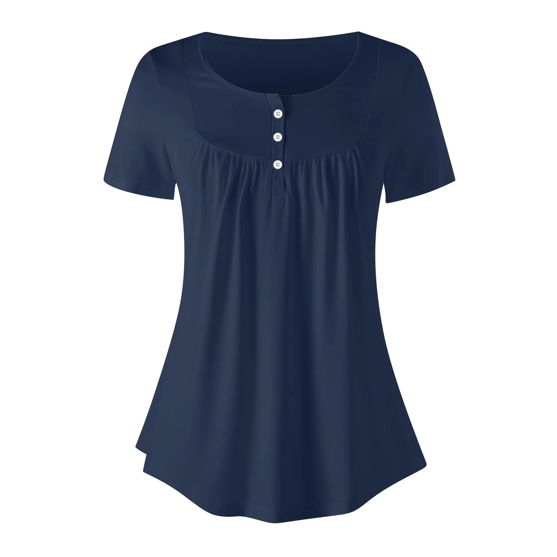 lockere-bluse-mit-u-ausschnitt-und-kurzen-armeln-fur-damen-navy-bluse-jlr-design-96111 - JLR Design