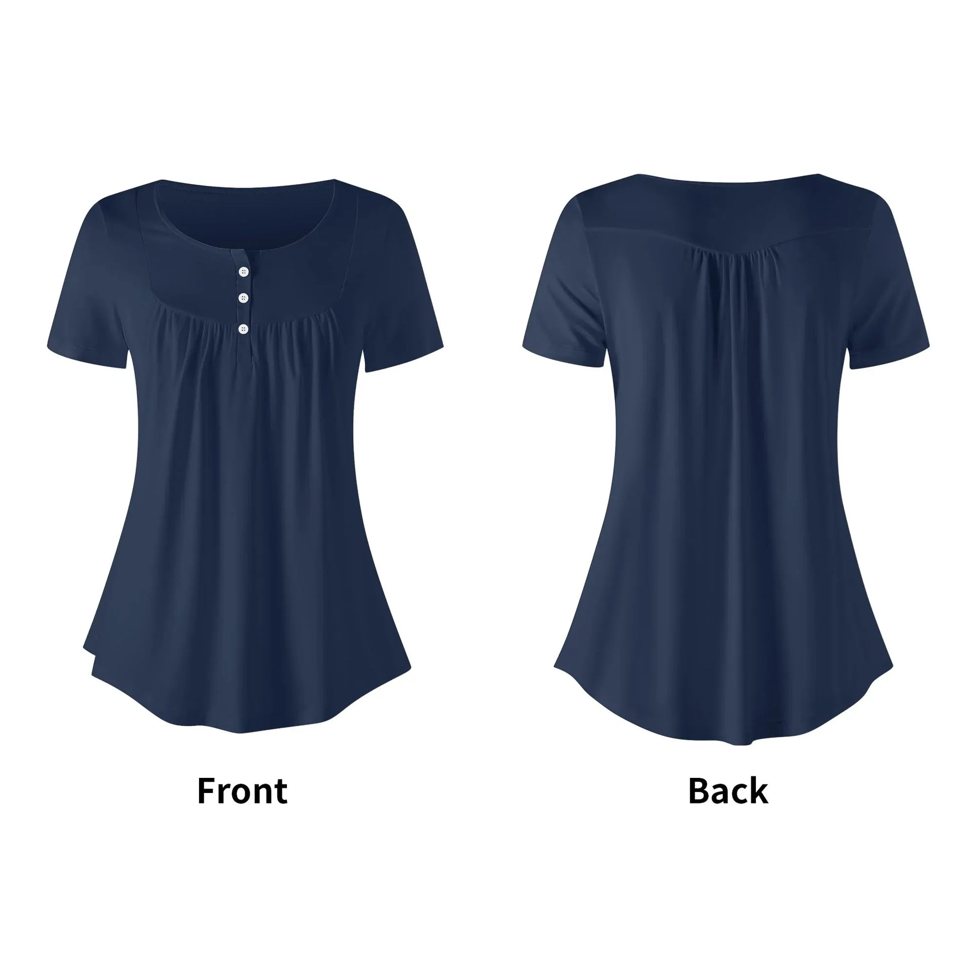 lockere-bluse-mit-u-ausschnitt-und-kurzen-armeln-fur-damen-navy-bluse-jlr-design-36866 - JLR Design