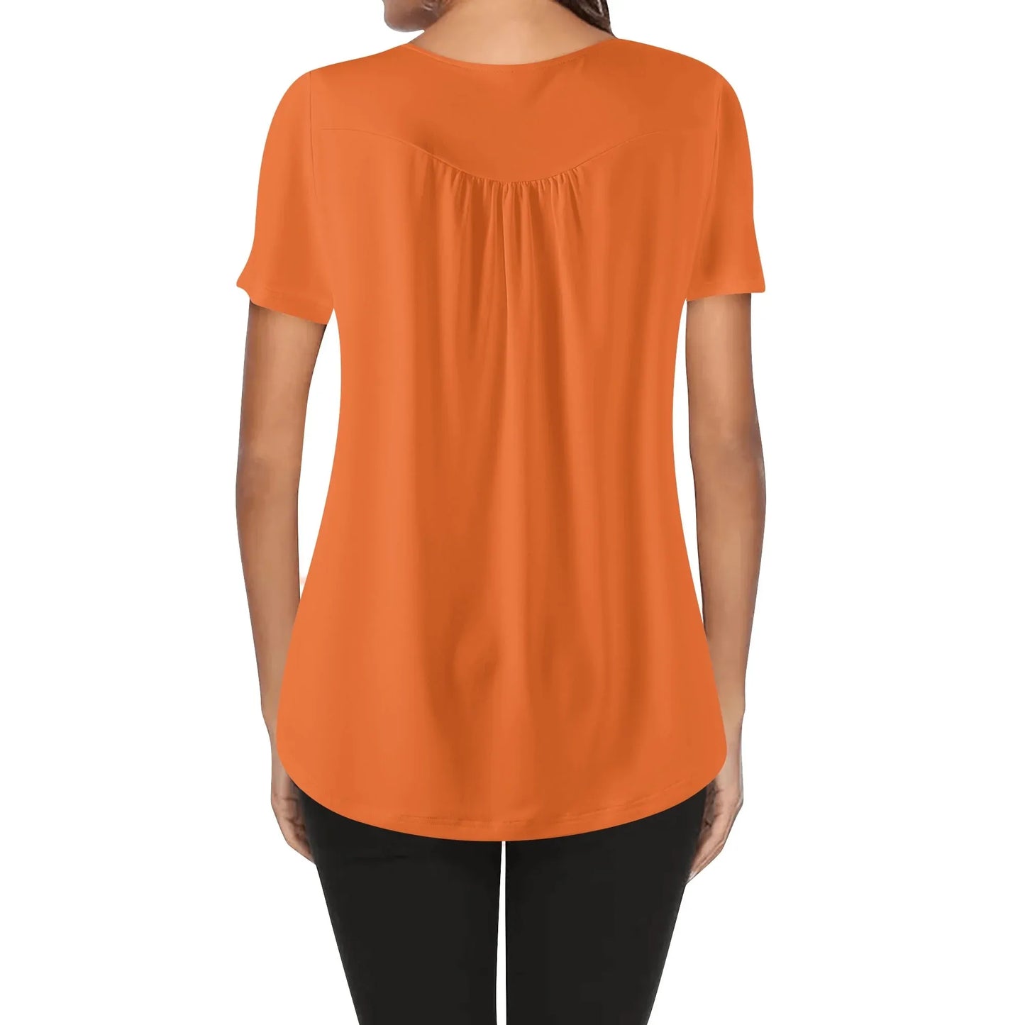 lockere-bluse-mit-u-ausschnitt-und-kurzen-armeln-fur-damen-orange-bluse-jlr-design-69303 - JLR Design