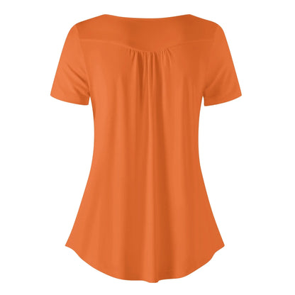 lockere-bluse-mit-u-ausschnitt-und-kurzen-armeln-fur-damen-orange-bluse-jlr-design-25772 - JLR Design