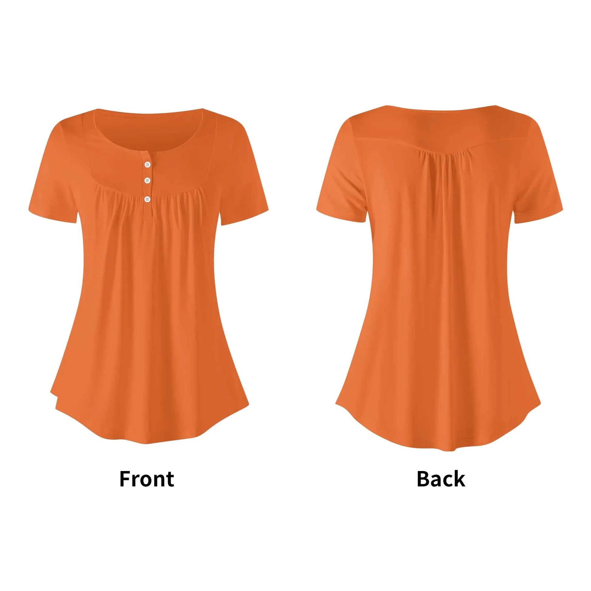 lockere-bluse-mit-u-ausschnitt-und-kurzen-armeln-fur-damen-orange-bluse-jlr-design-85853 - JLR Design