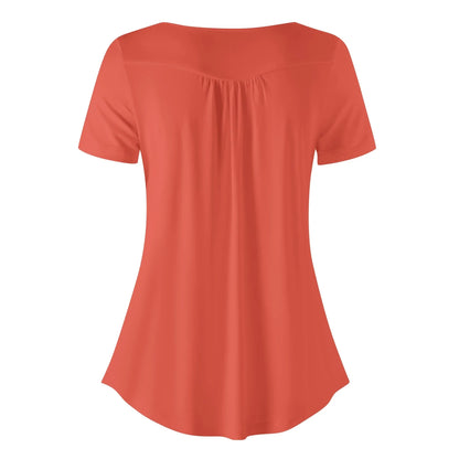 lockere-bluse-mit-u-ausschnitt-und-kurzen-armeln-fur-damen-orange-red-bluse-jlr-design-42527 - JLR Design