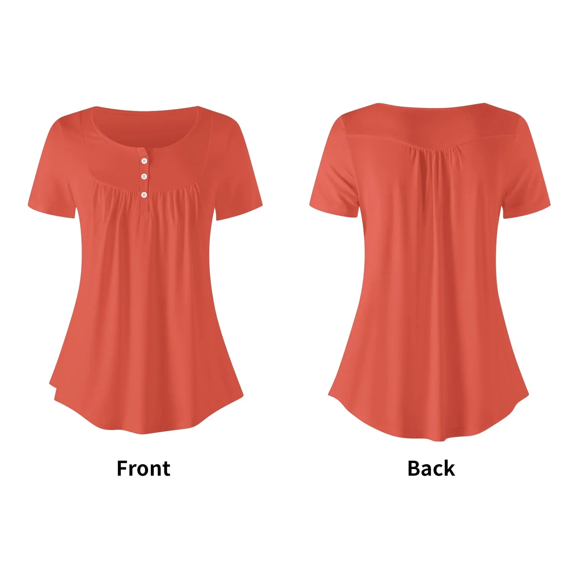 lockere-bluse-mit-u-ausschnitt-und-kurzen-armeln-fur-damen-orange-red-bluse-jlr-design-30706 - JLR Design