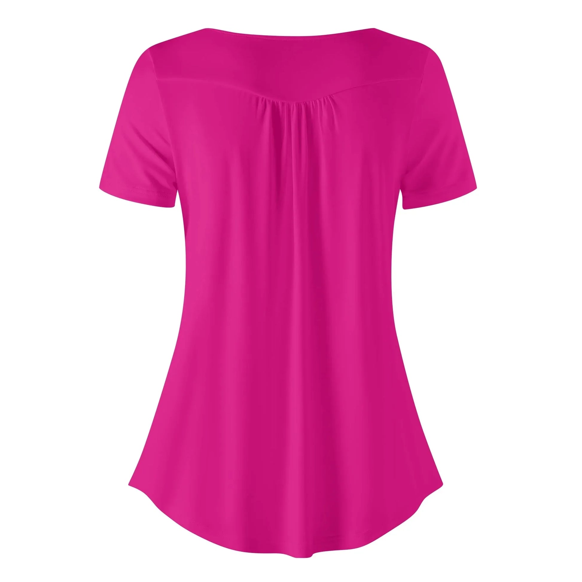 lockere-bluse-mit-u-ausschnitt-und-kurzen-armeln-fur-damen-pink-bluse-jlr-design-71352 - JLR Design
