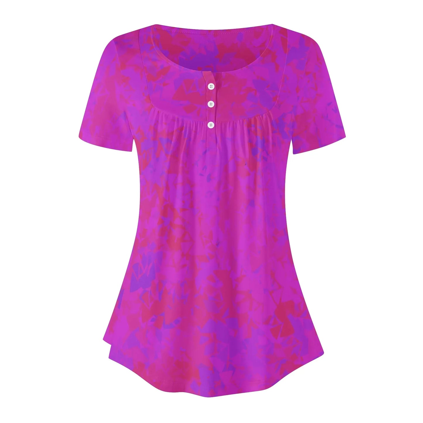 lockere-bluse-mit-u-ausschnitt-und-kurzen-armeln-fur-damen-pink-crystal-bluse-jlr-design-70498 - JLR Design