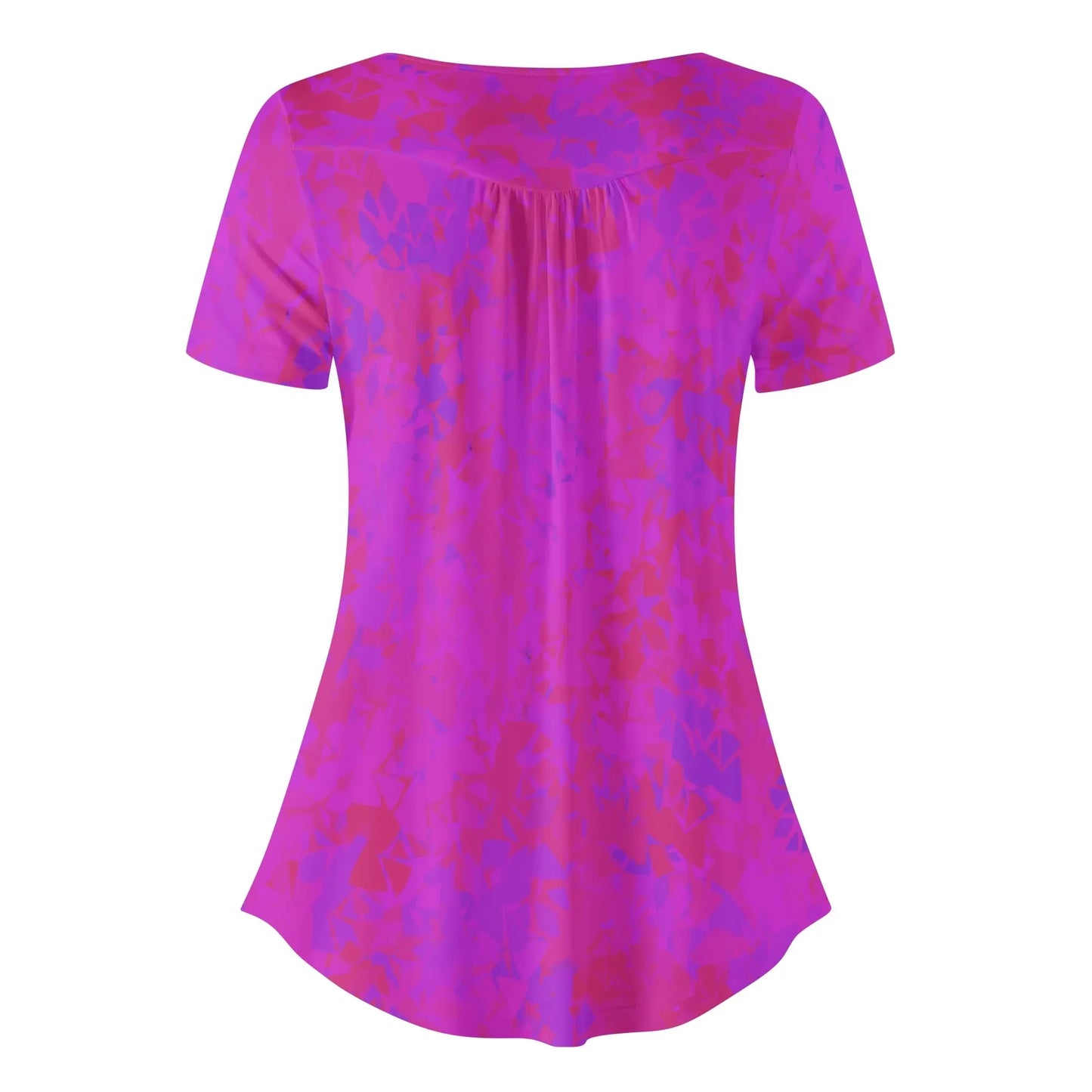 lockere-bluse-mit-u-ausschnitt-und-kurzen-armeln-fur-damen-pink-crystal-bluse-jlr-design-98670 - JLR Design