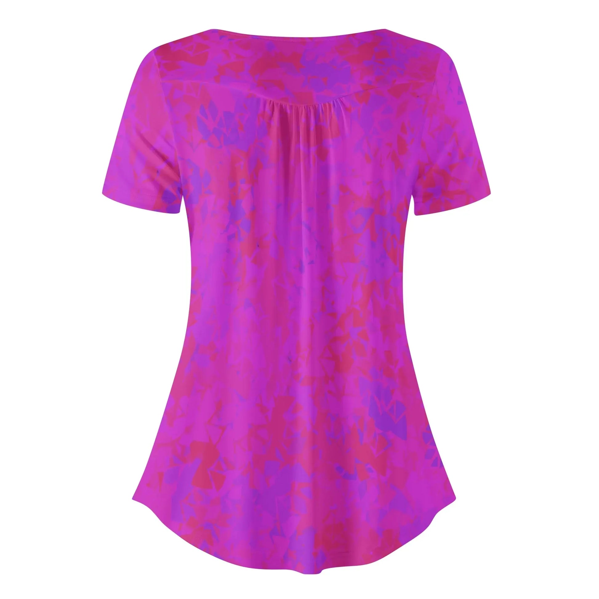 lockere-bluse-mit-u-ausschnitt-und-kurzen-armeln-fur-damen-pink-crystal-bluse-jlr-design-98670 - JLR Design