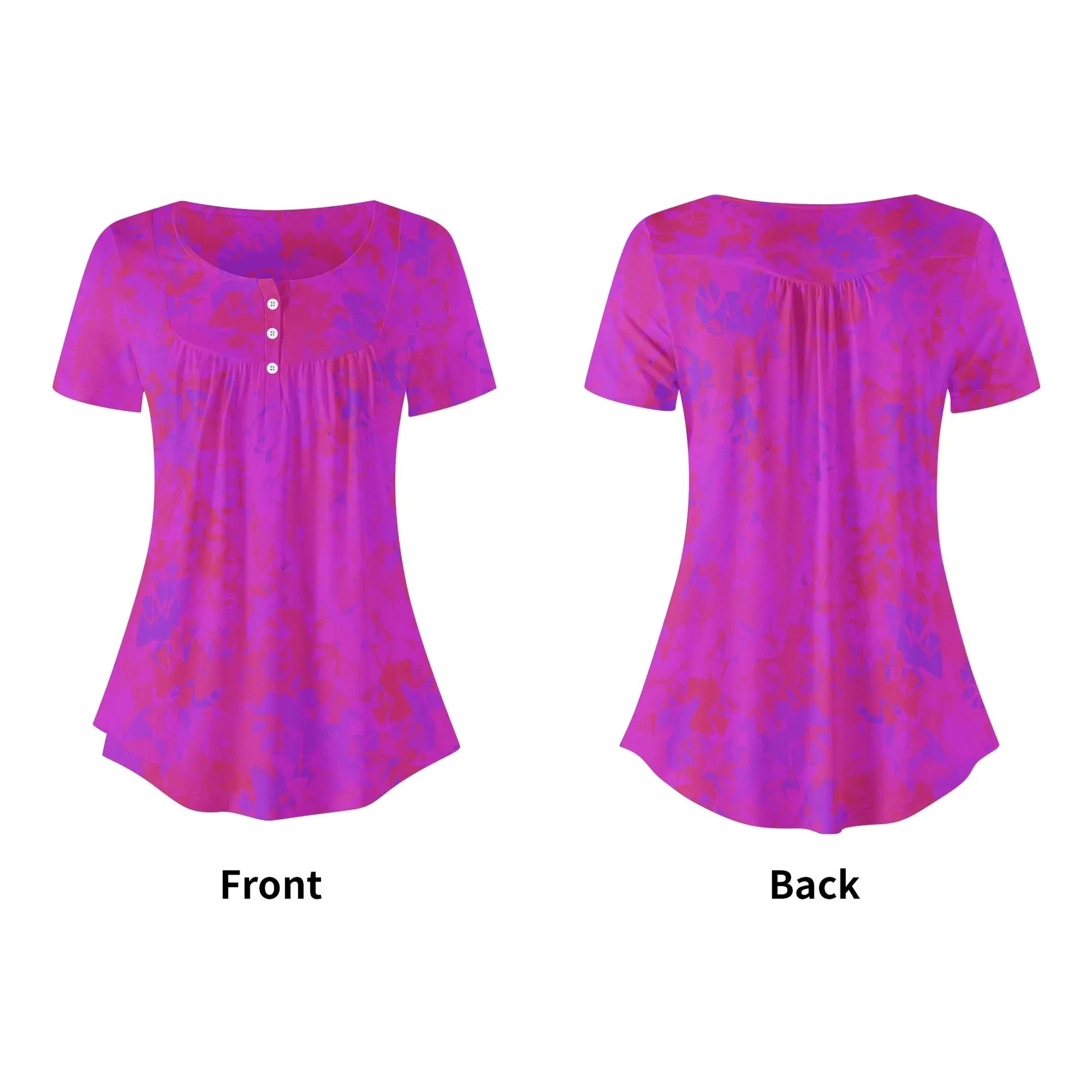 lockere-bluse-mit-u-ausschnitt-und-kurzen-armeln-fur-damen-pink-crystal-bluse-jlr-design-53749 - JLR Design