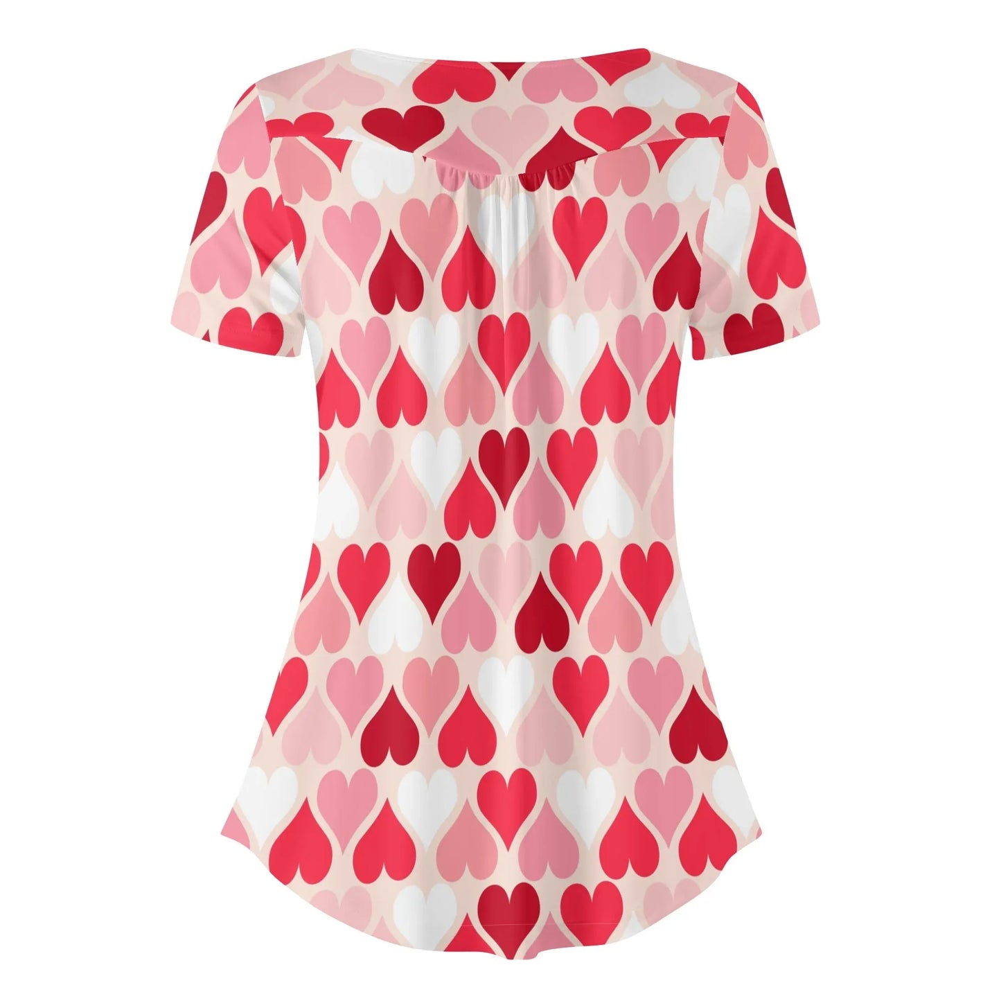 lockere-bluse-mit-u-ausschnitt-und-kurzen-armeln-fur-damen-pink-hearts-bluse-jlr-design-97261 - JLR Design
