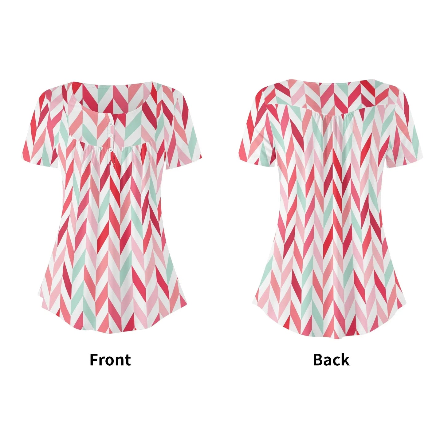 lockere-bluse-mit-u-ausschnitt-und-kurzen-armeln-fur-damen-pink-lines-bluse-jlr-design-77537 - JLR Design
