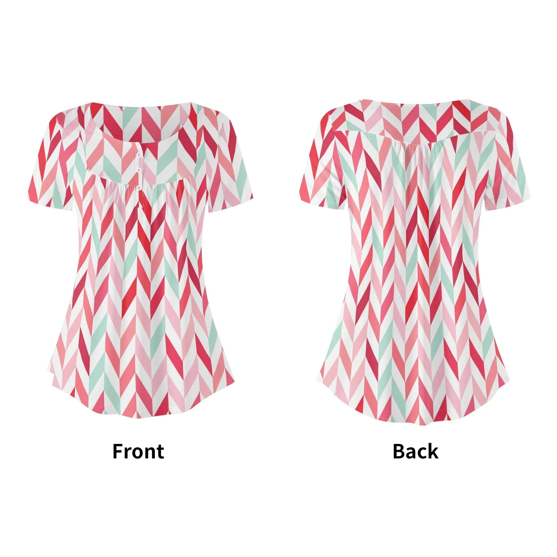lockere-bluse-mit-u-ausschnitt-und-kurzen-armeln-fur-damen-pink-lines-bluse-jlr-design-77537 - JLR Design