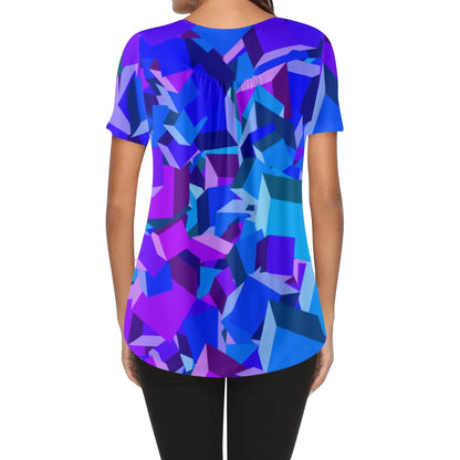 lockere-bluse-mit-u-ausschnitt-und-kurzen-armeln-fur-damen-purple-cube-bluse-jlr-design-33465 - JLR Design