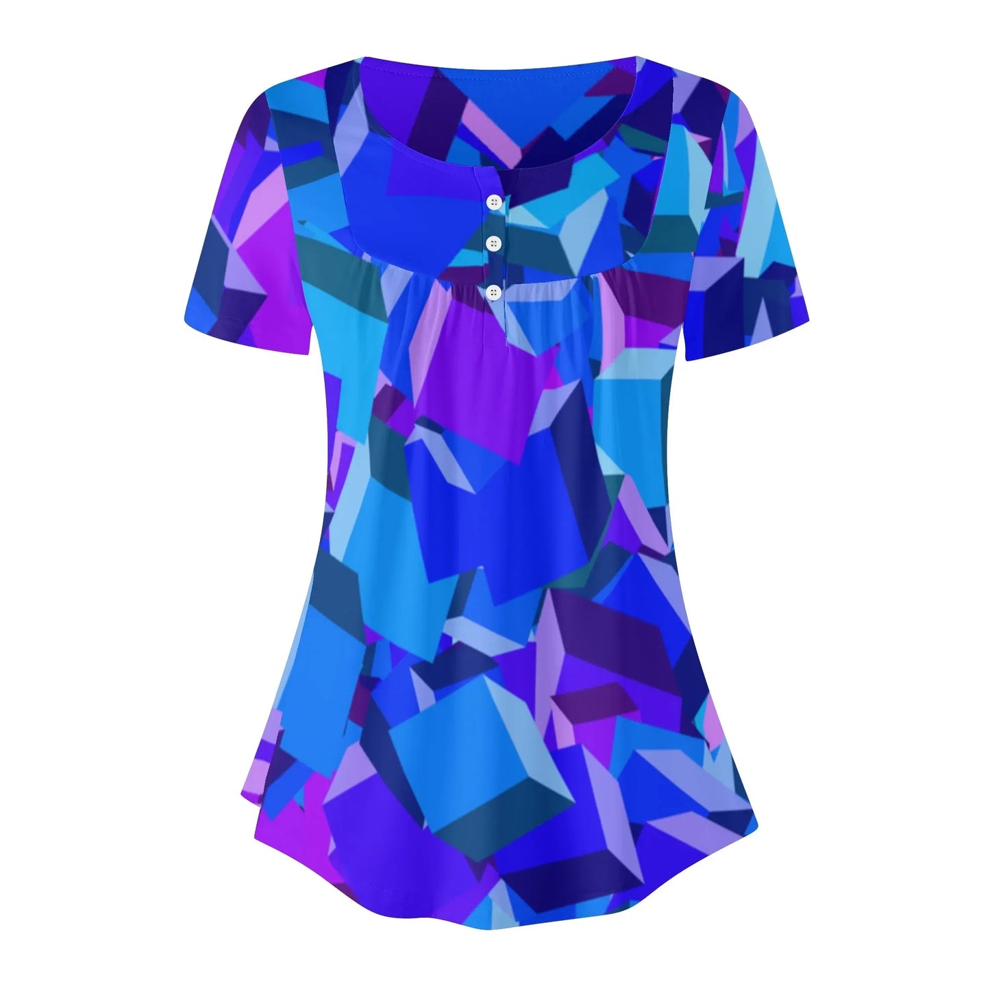lockere-bluse-mit-u-ausschnitt-und-kurzen-armeln-fur-damen-purple-cube-bluse-jlr-design-67685 - JLR Design